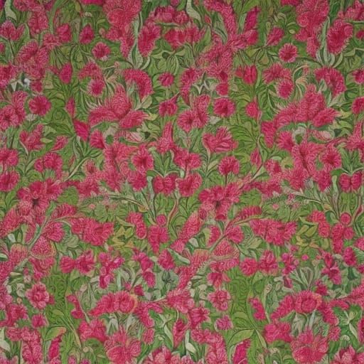 Surreal Flowers in William Morris Style