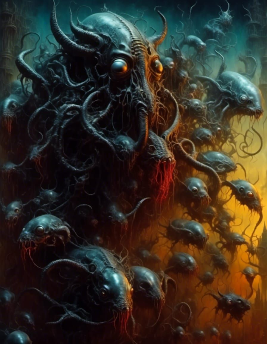 Lovecraftian Nightmares in Art Nouveau Style