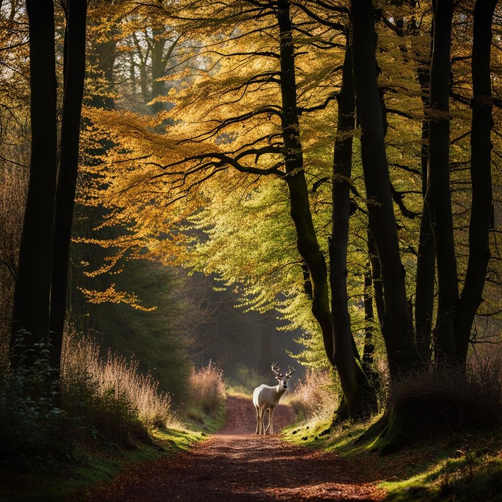 White Hart at Forest Crossroads in Autumn