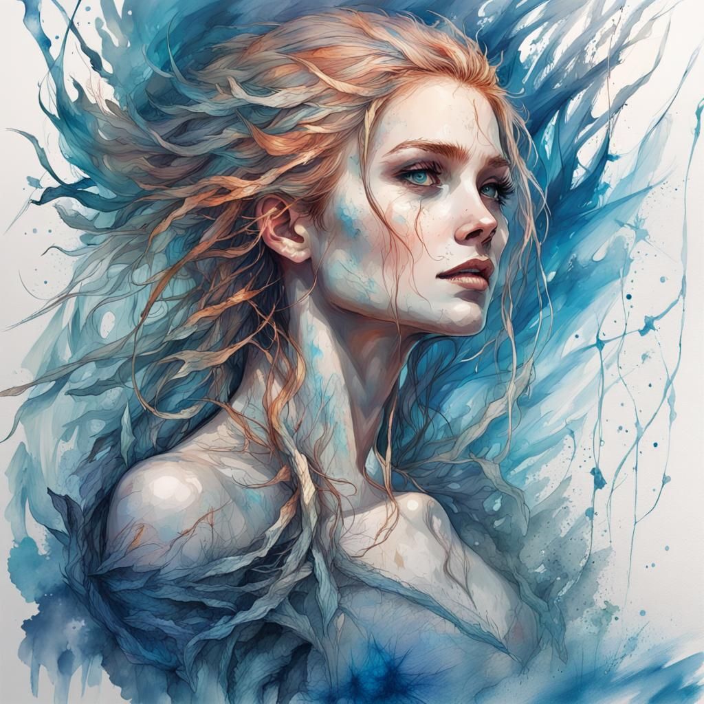 Aelin Galathynius Fire-bringer carne griffiths style blue flames