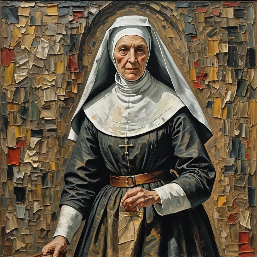 Medieval Nun as Impasto Painting