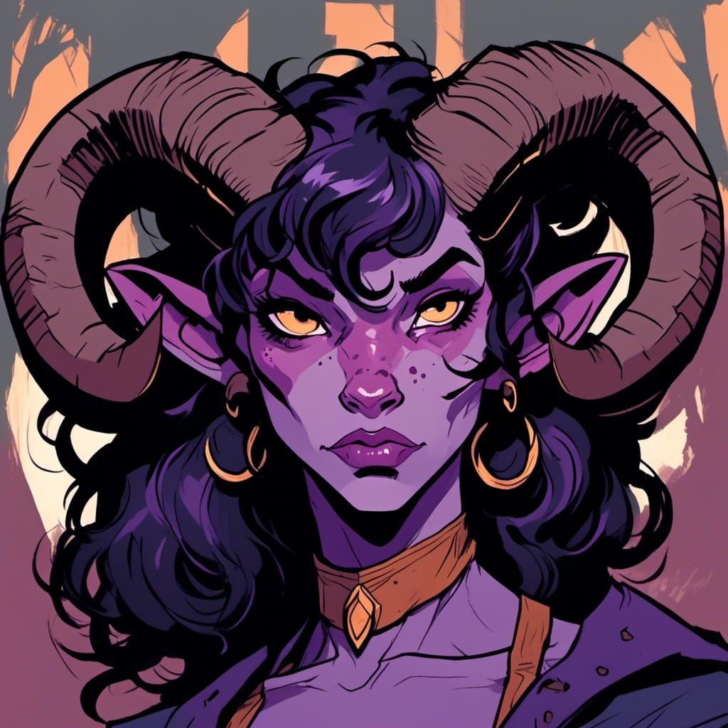 Festive Tiefling Character Portrait in Comic Book Style