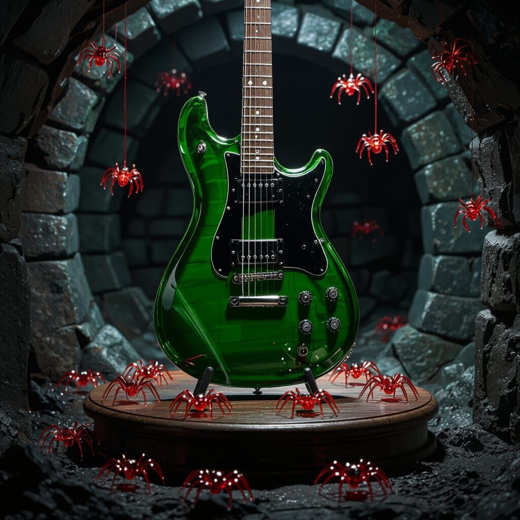 A green guitar