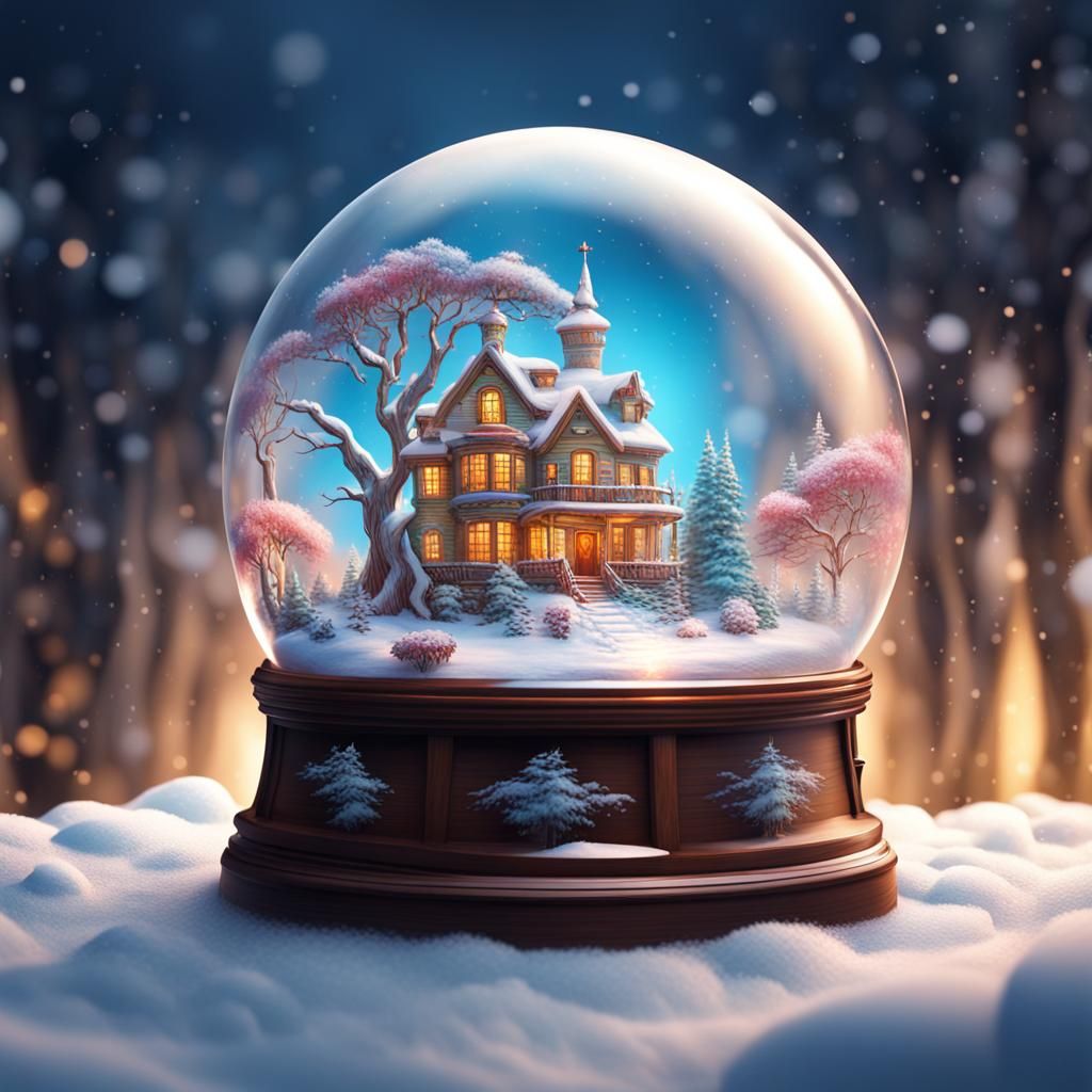 Hyperrealistic Wonderland in a Snow Globe