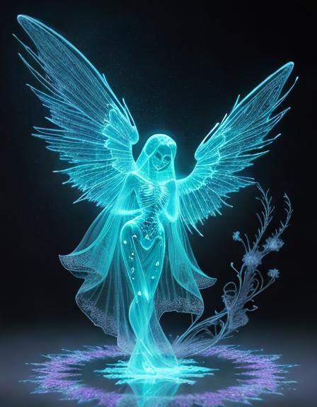 Luminescent Ghost with Baby in X-Ray Art Style