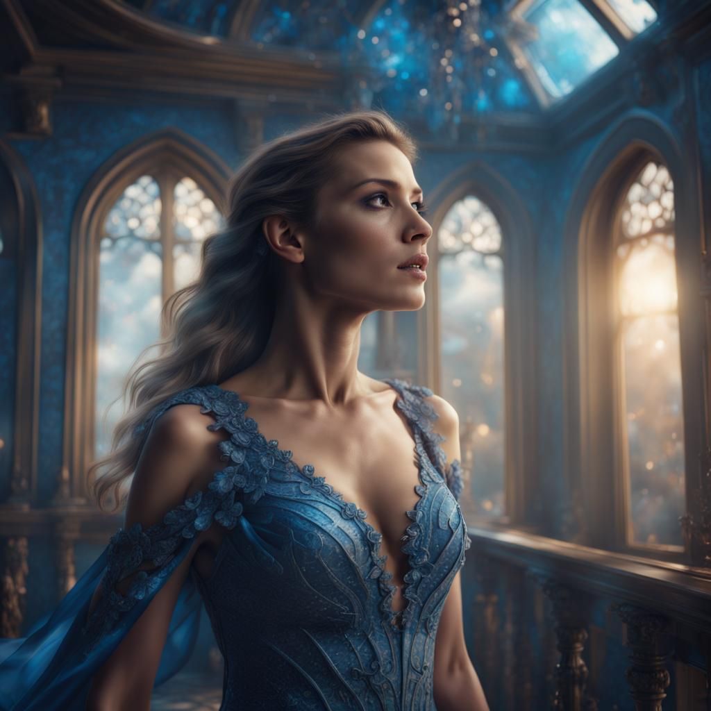 Blue Skinned Woman in Magical House