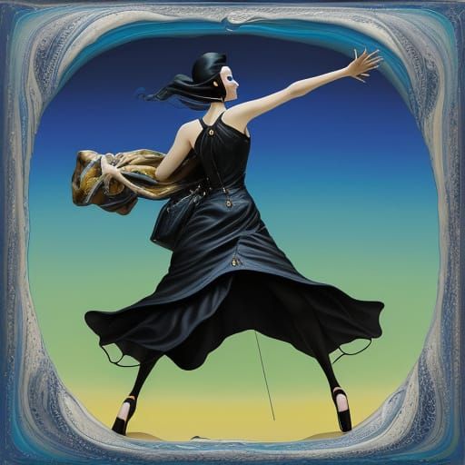 Surrealist Dreamcatcher Hobo Bag in Melting Clocks Aesthetic