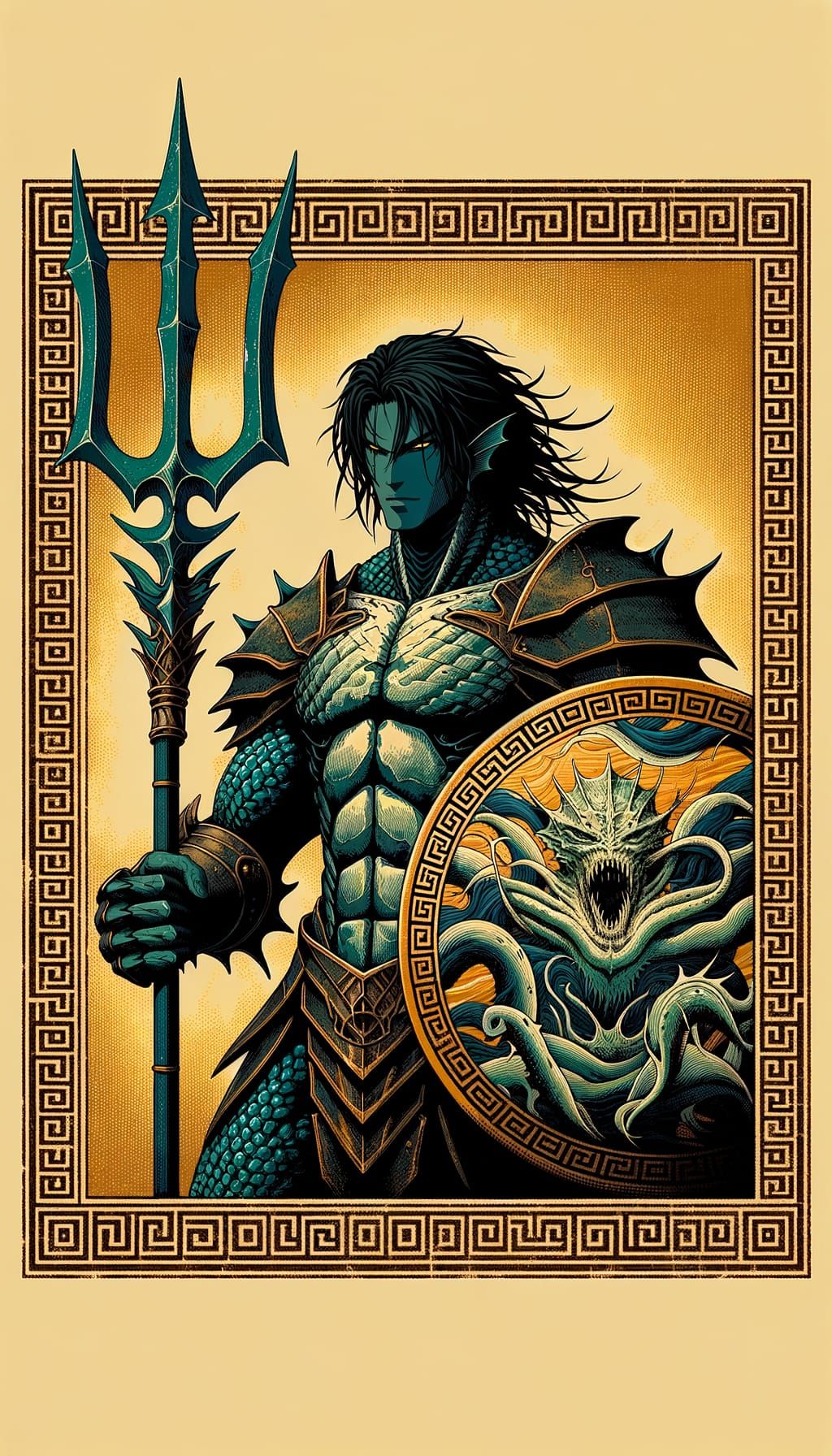 Mature Triton Soldier in Intricate Armor