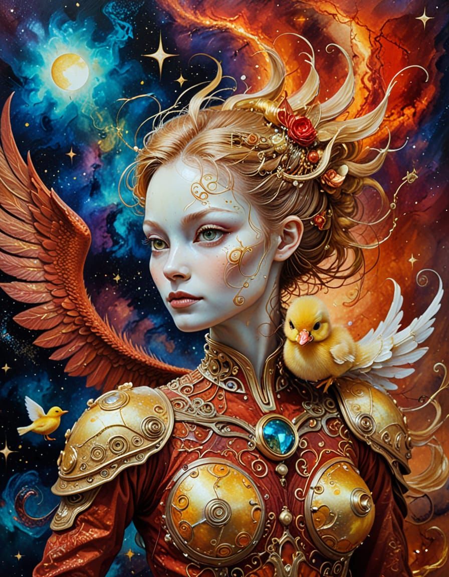 Surreal Angel Demon Hybrid in Space Art