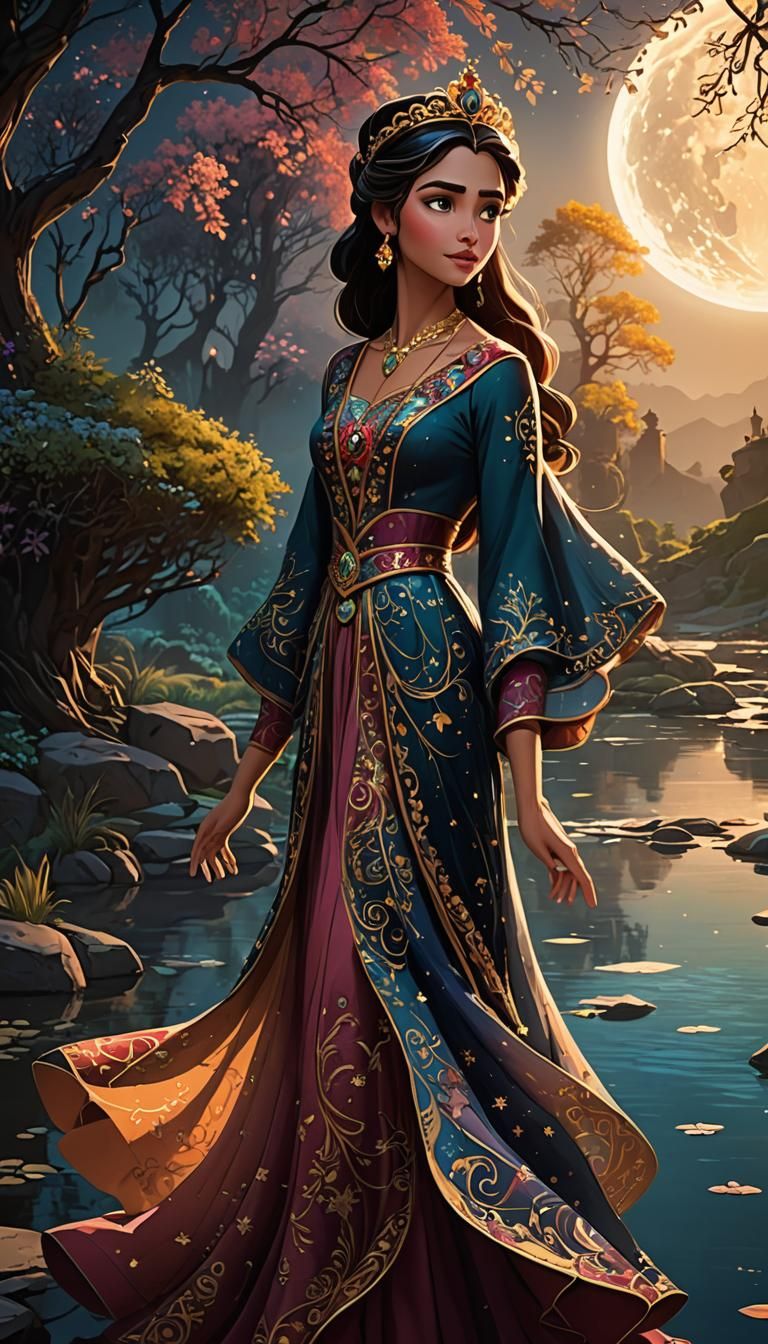 Moonlit Princess Awakens Cosmic Powers in Disney Style