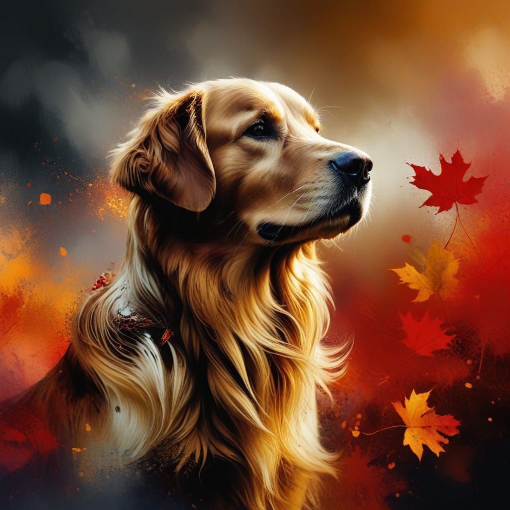 Golden Retriever in Autumn Splendor