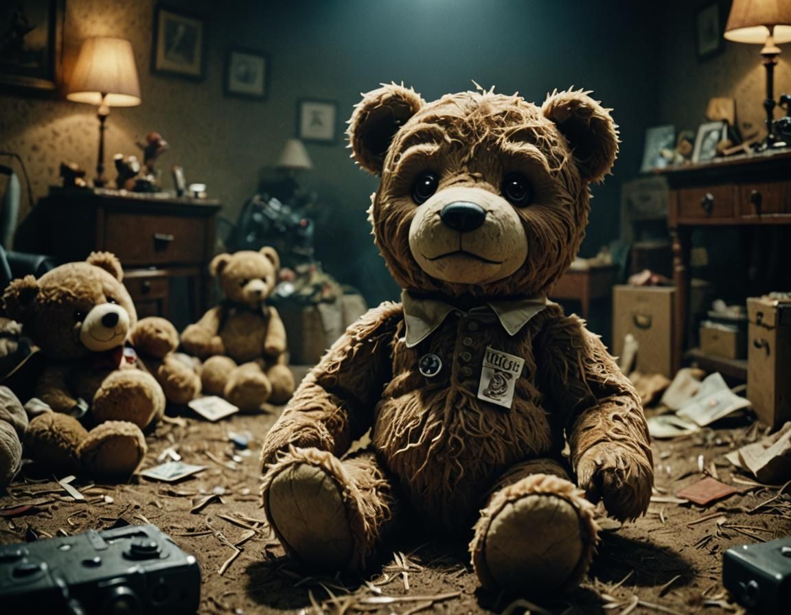 Nightmarish Teddy Bear in Cinematic Style
