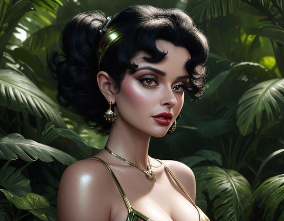 Betty Boop in Industrial Jungle, Digital Art