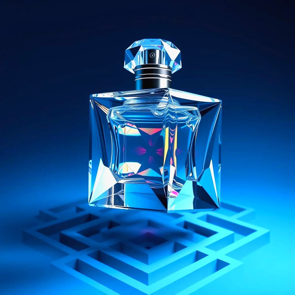 Vibrant, Escher-Inspired, Transparent Tesseract Perfume Bott...