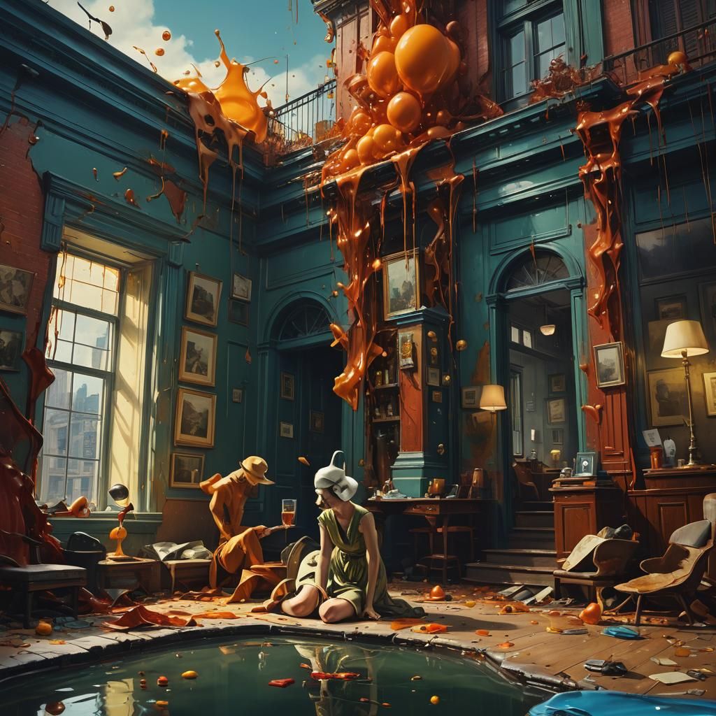 Surreal Melting Oil Painting in Detailed Matte Style