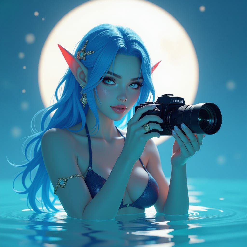 Blue Sea-Elf Captures Image in Ethereal Underwater Scene