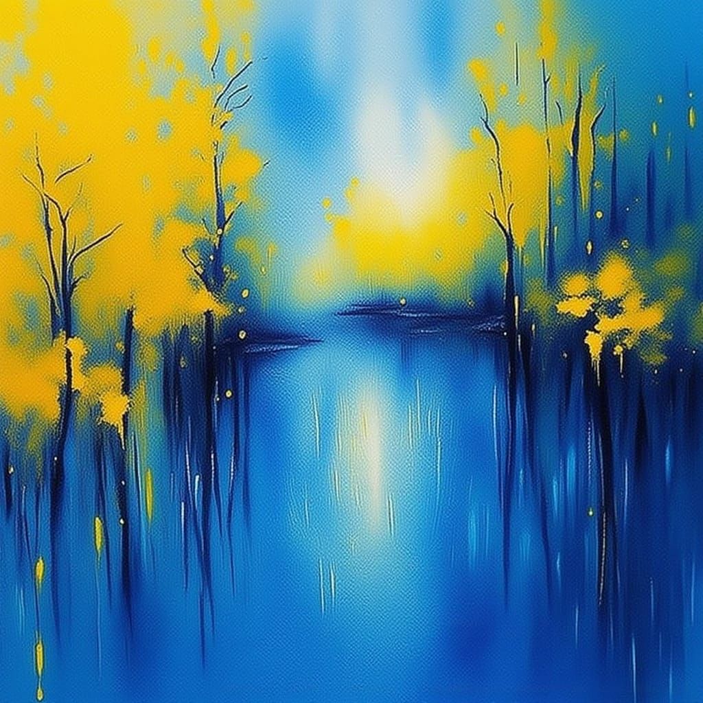 Abstract Blue Danube Waltz in Blue and Yellow