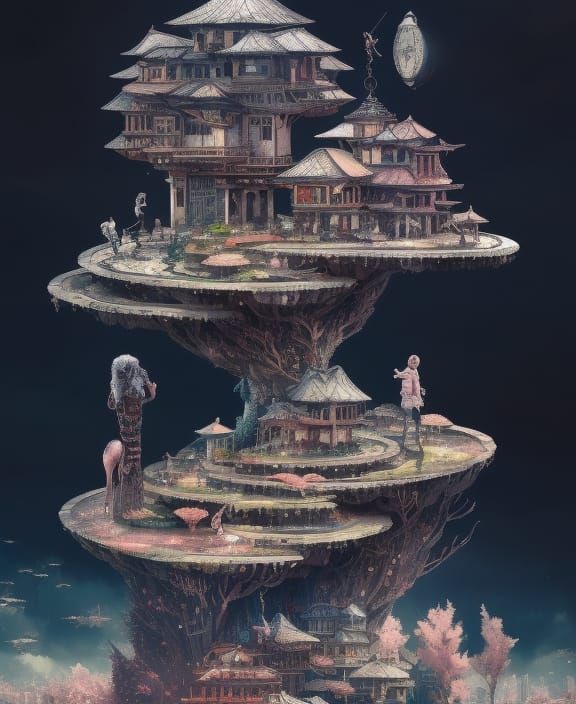 Clockpunk Bonsai Village: A Digital Masterpiece