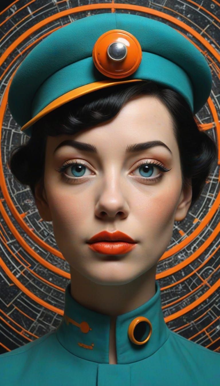 Surreal Portrait in Teal and Orange Filigree