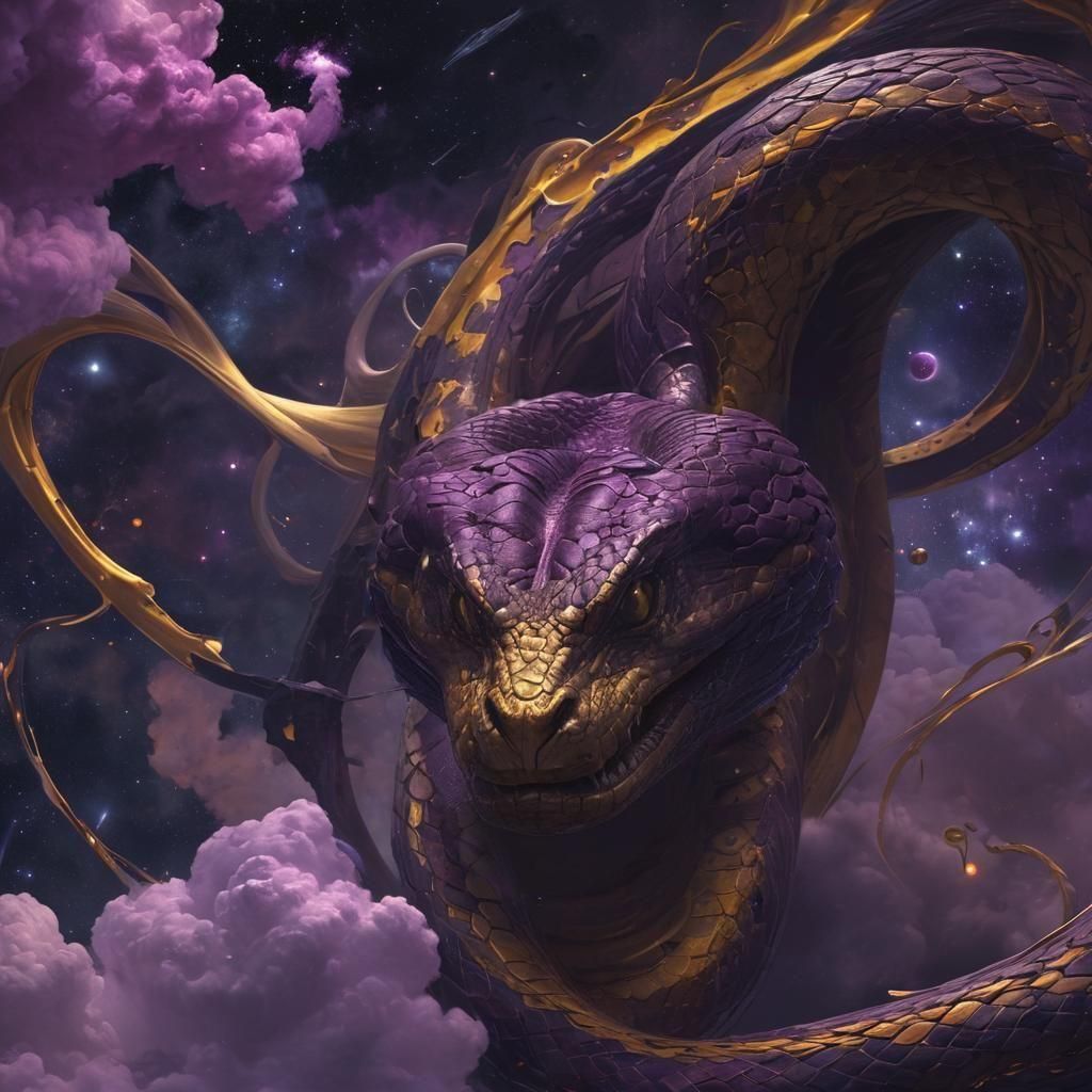 Cosmic Serpent Devouring Universe: Dark Fantasy Concept Art