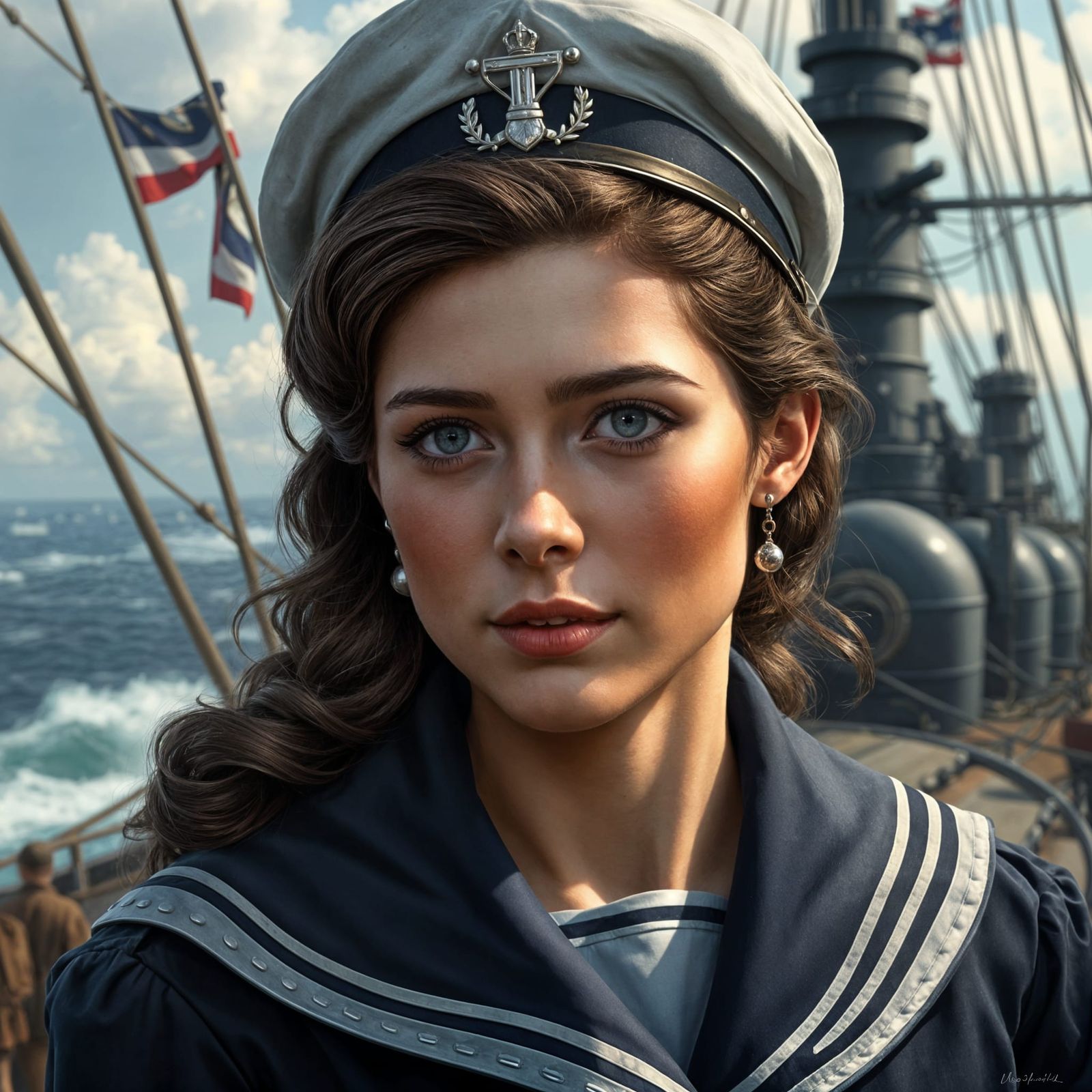 Princess Belle as 1940s Navy Officer Portrait