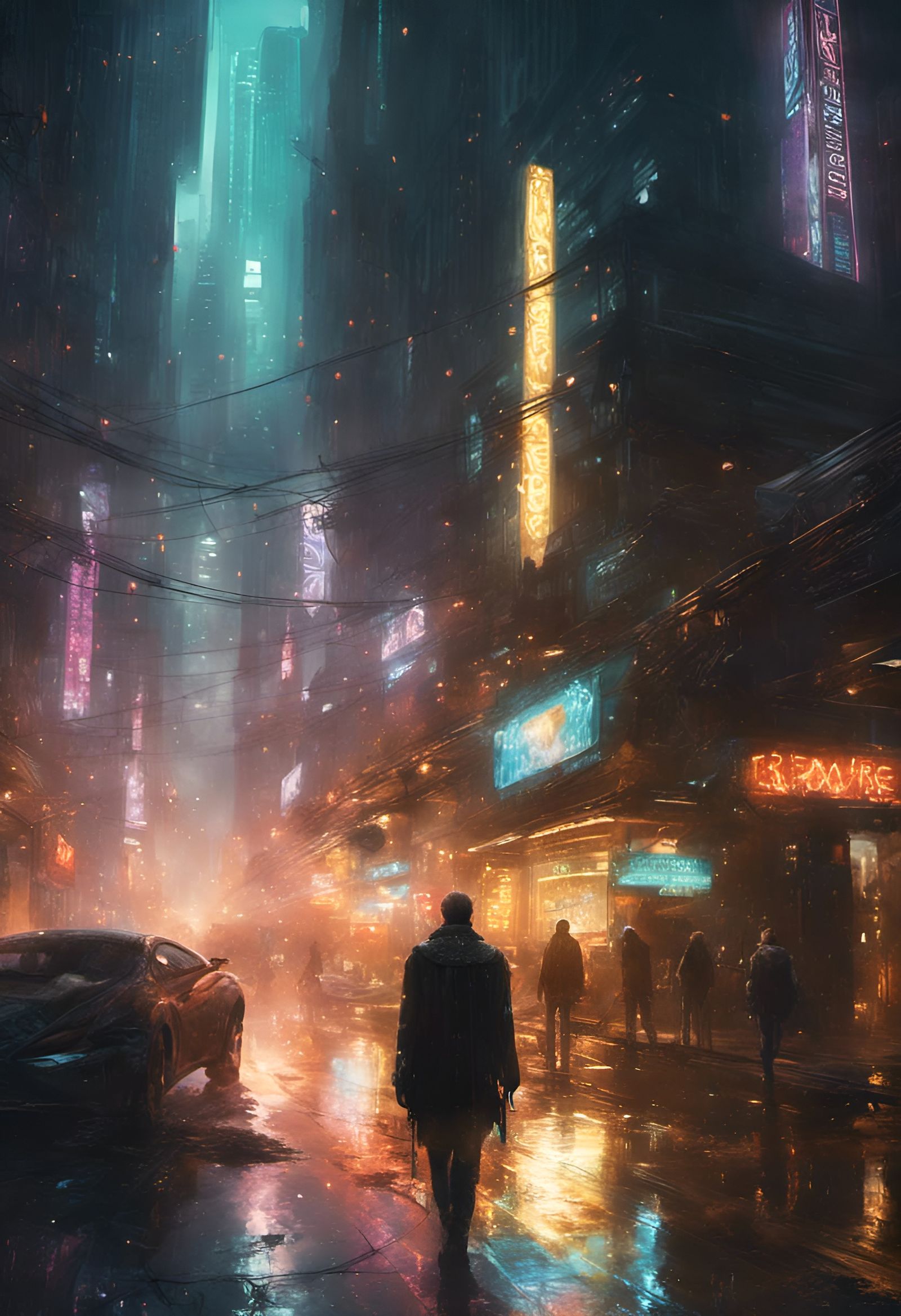 Futuristic Neon Cityscape at Midnight