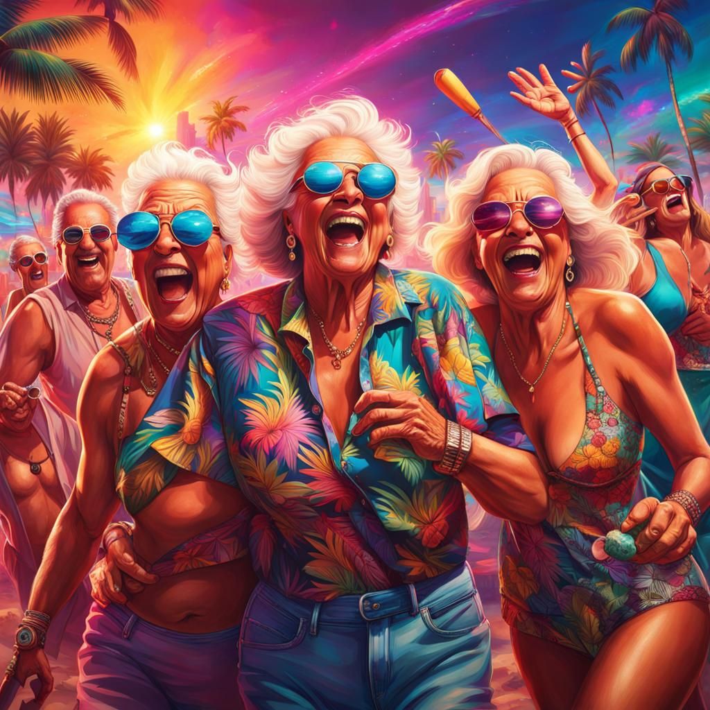 Miami Beach Party with Wild Elderly People