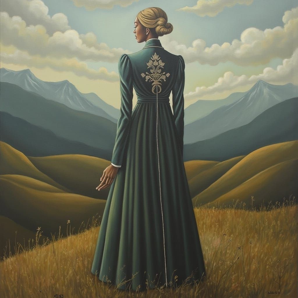 Figure in Surreal Landscape: Moody and Textured