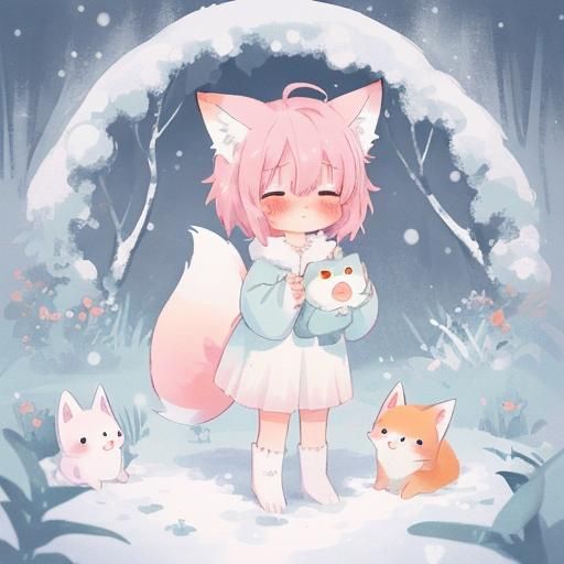 Shy Furry Fox with Cutecore Aesthetics