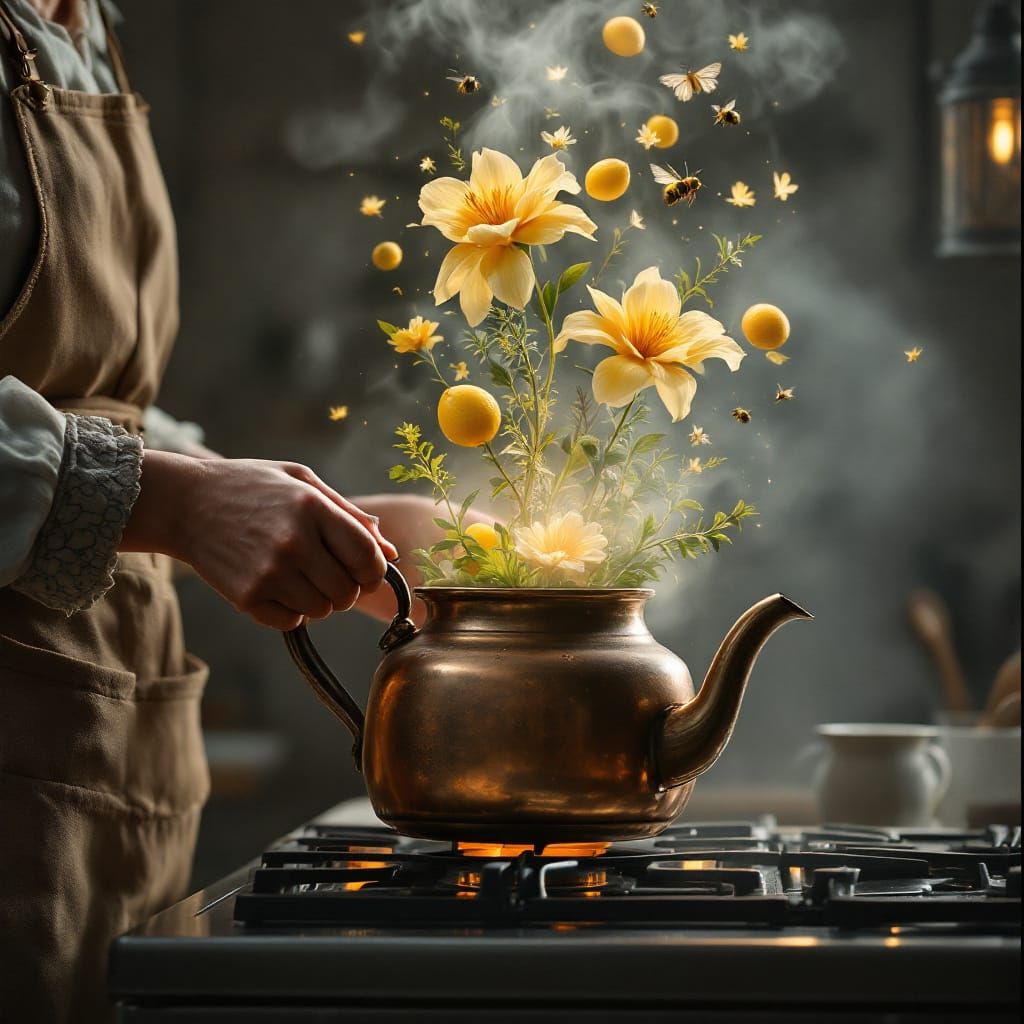 Steaming Kettle Creates Whimsical Bouquet