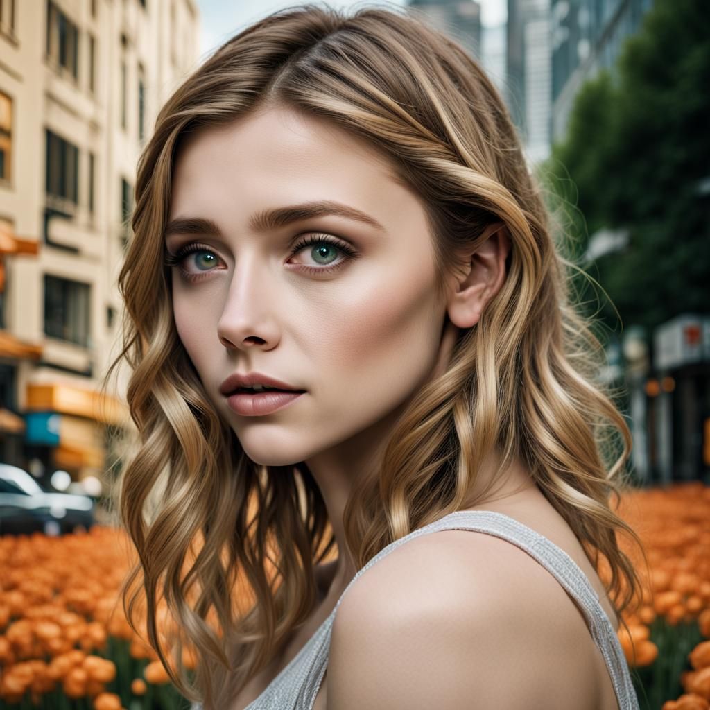 Intense Portrait of a Woman with Green Eyes