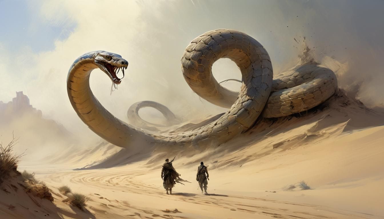 Desert Warrior Versus Giant Sand Serpent