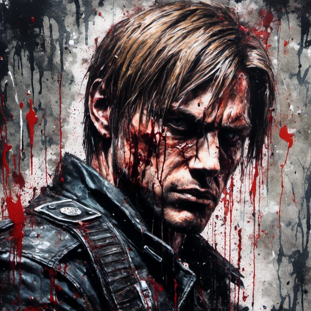Leon Scott Kennedy Graffiti Art in Rain