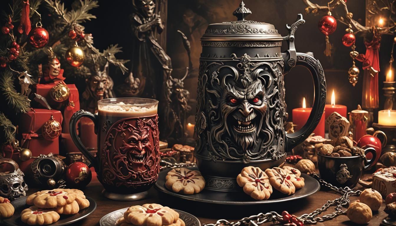 Creepy Krampus Stein in Dark Gothic German Art