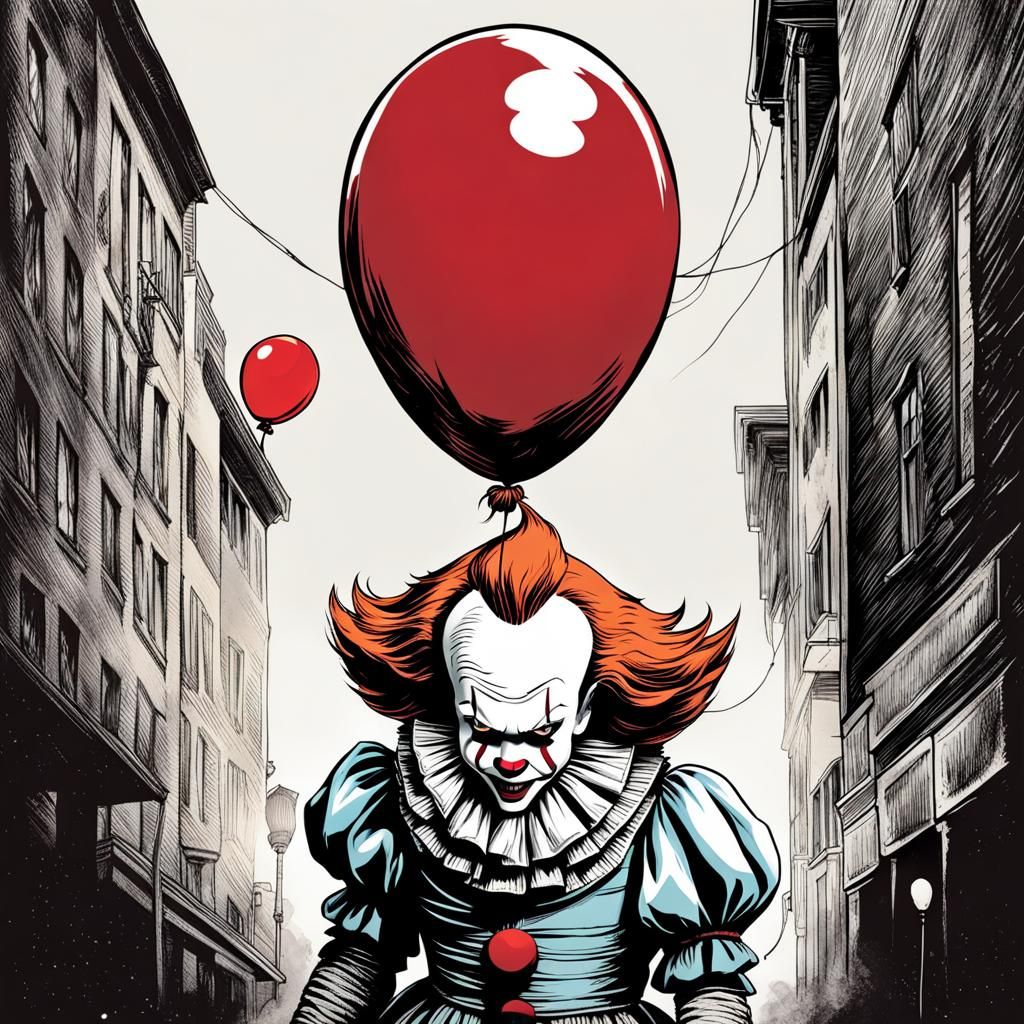 Pennywise with Balloon: A Haunting Image