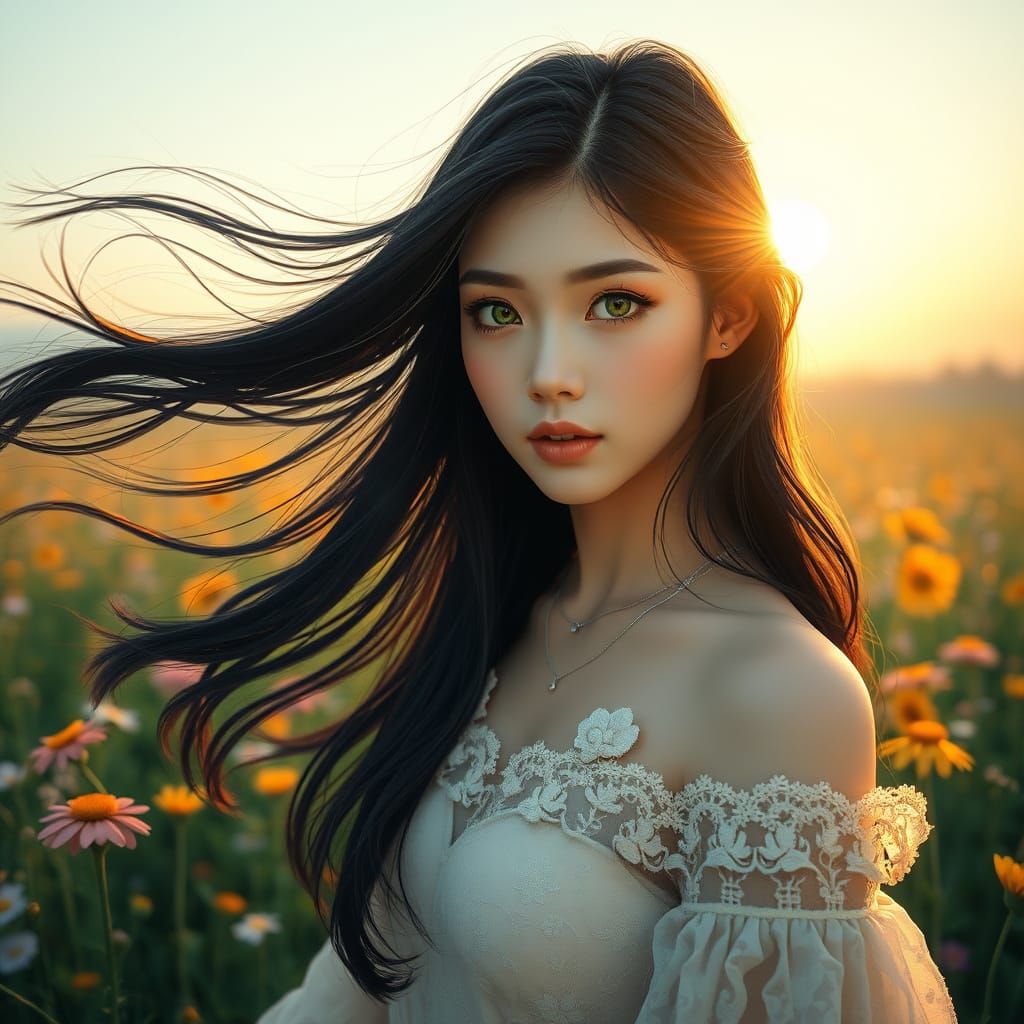 Ethereal Beauty in a Wildflower Meadow: Digital Art