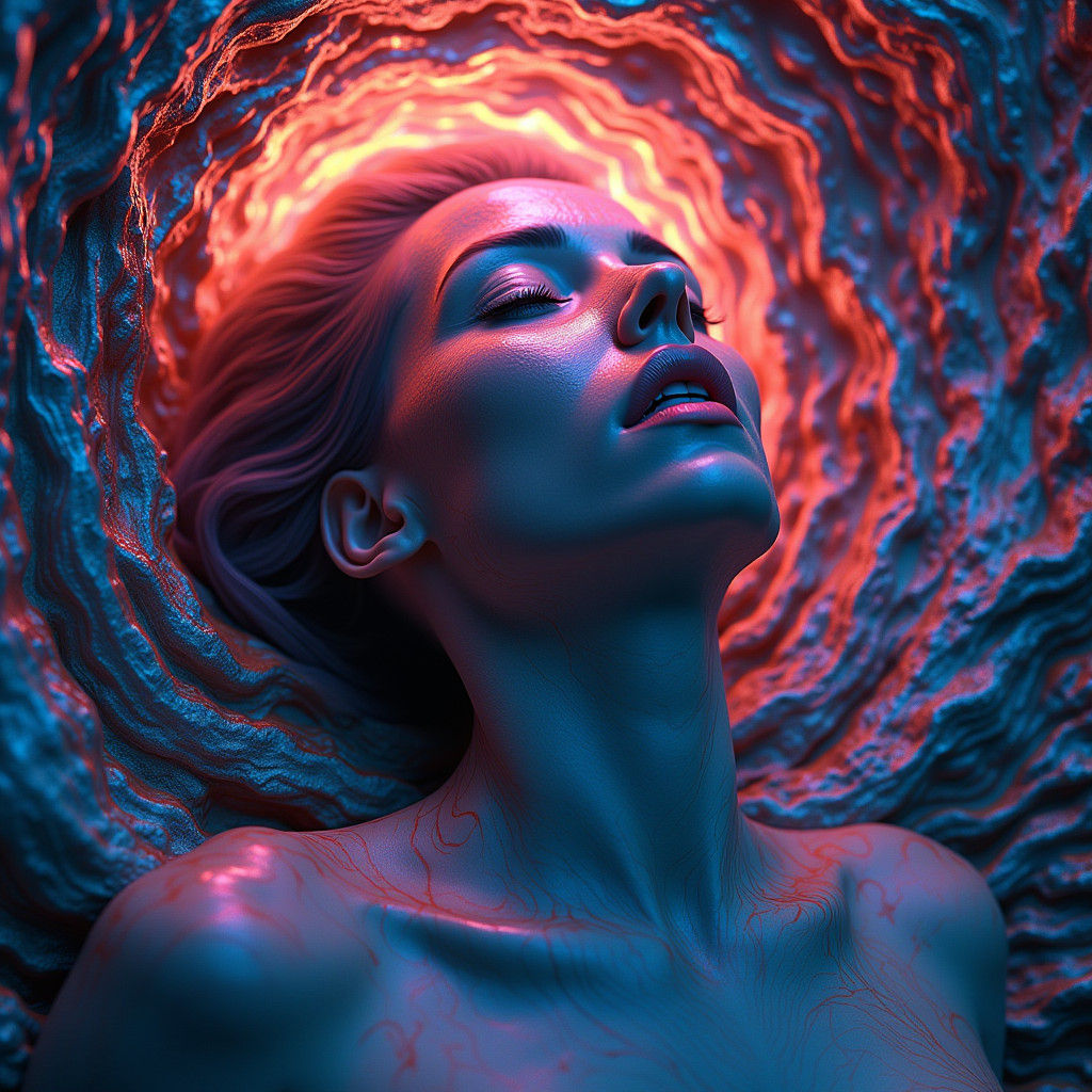 Psychedelic Portrait with Hypnotic Volumetric Lighting