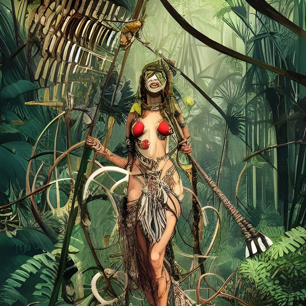 Amazonian Goddess in Jungle, Matte Painting