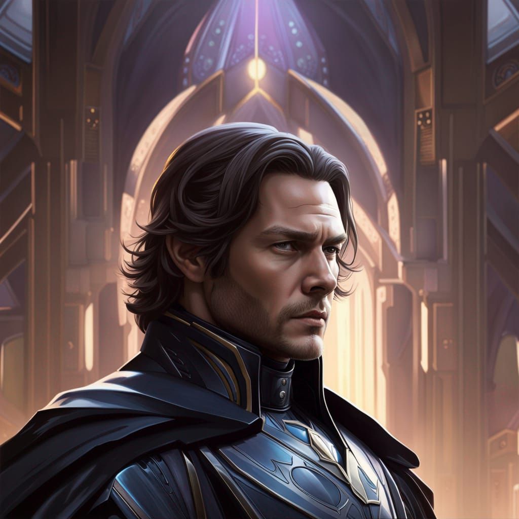 Futuristic Dark Emperor Portrait in Sci-Fi Armor