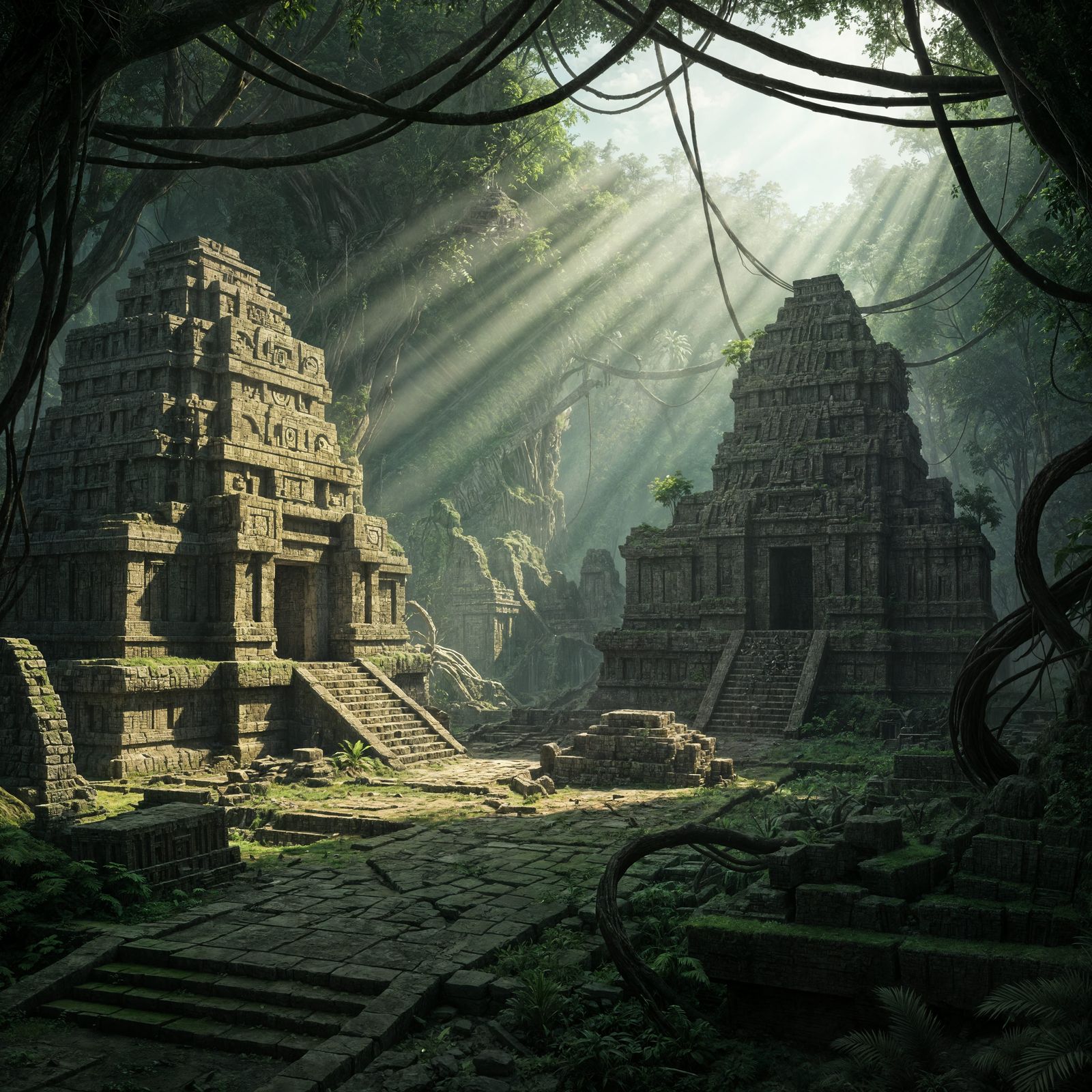 Lost Mayan City in Overgrown Jungle Ruins