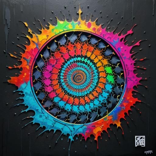 Colorful Fibonacci Fractal in Graffiti Art Style