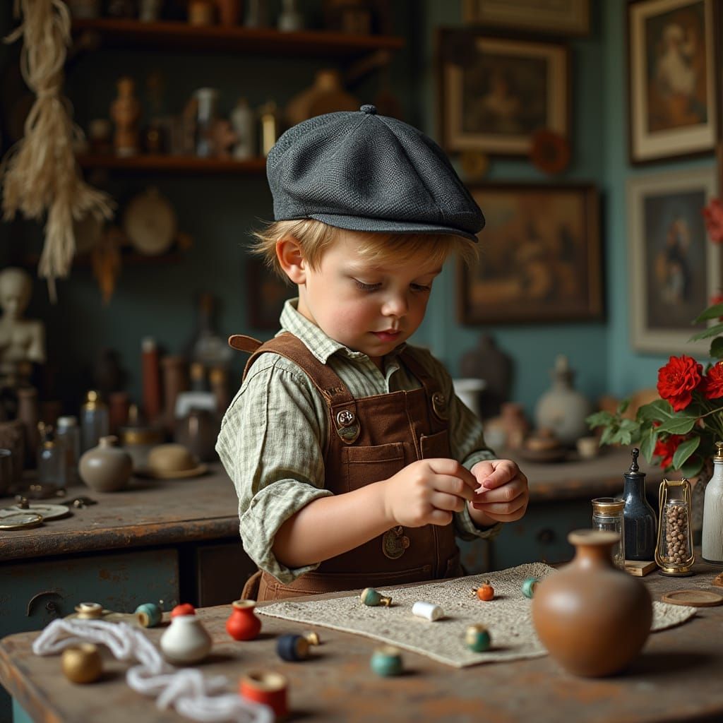 Boy Milliner Creating a Fascinator