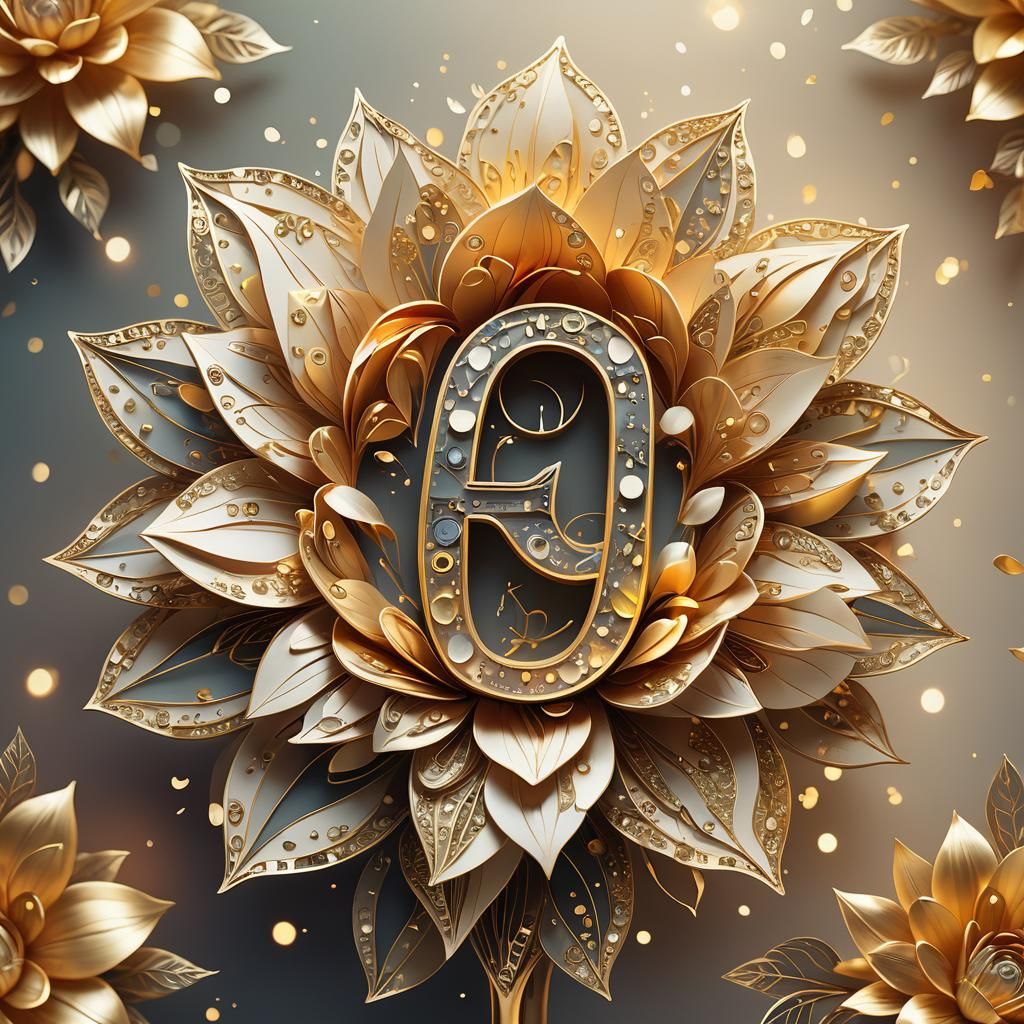 Glowing Floral Letter Art in Pastel Colors