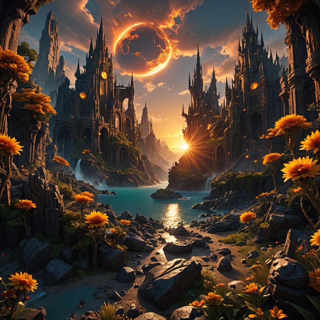 Detailed Matte Painting of a Fantastical Sun