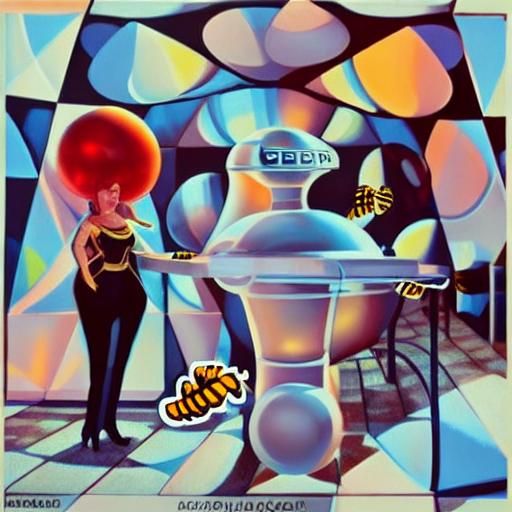 Cyborg Bartender Attacked by Bee in Candy Igloo