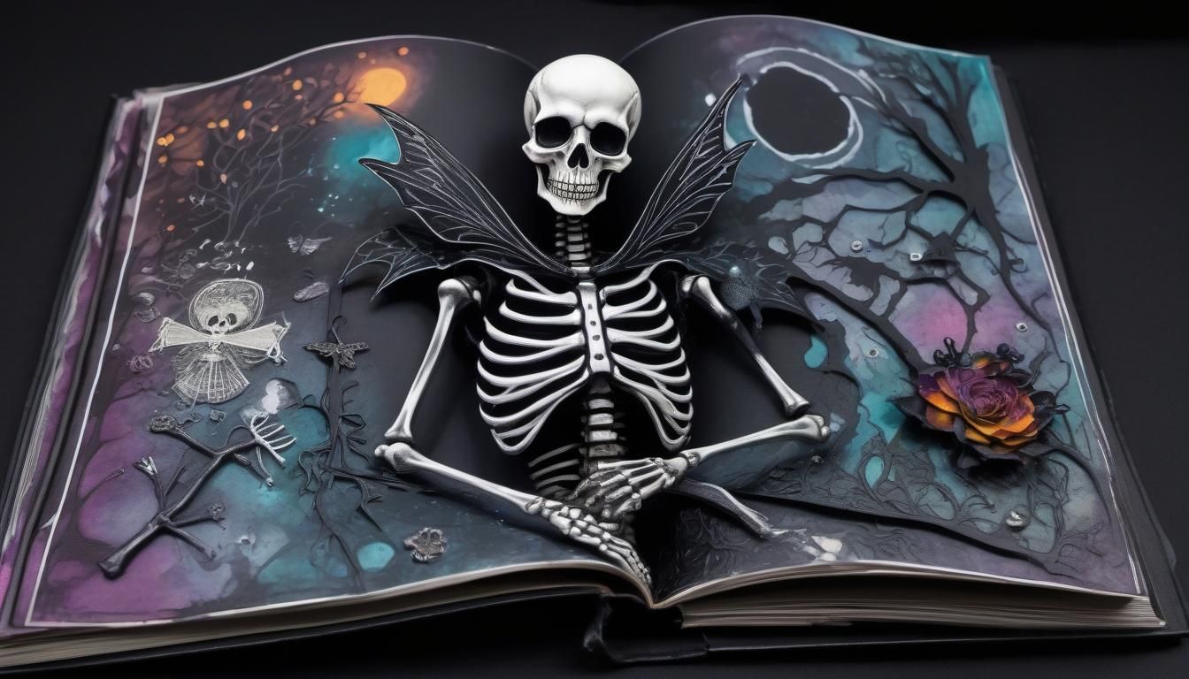 Skeleton Fairy in Emo Goth Pop-Up Book