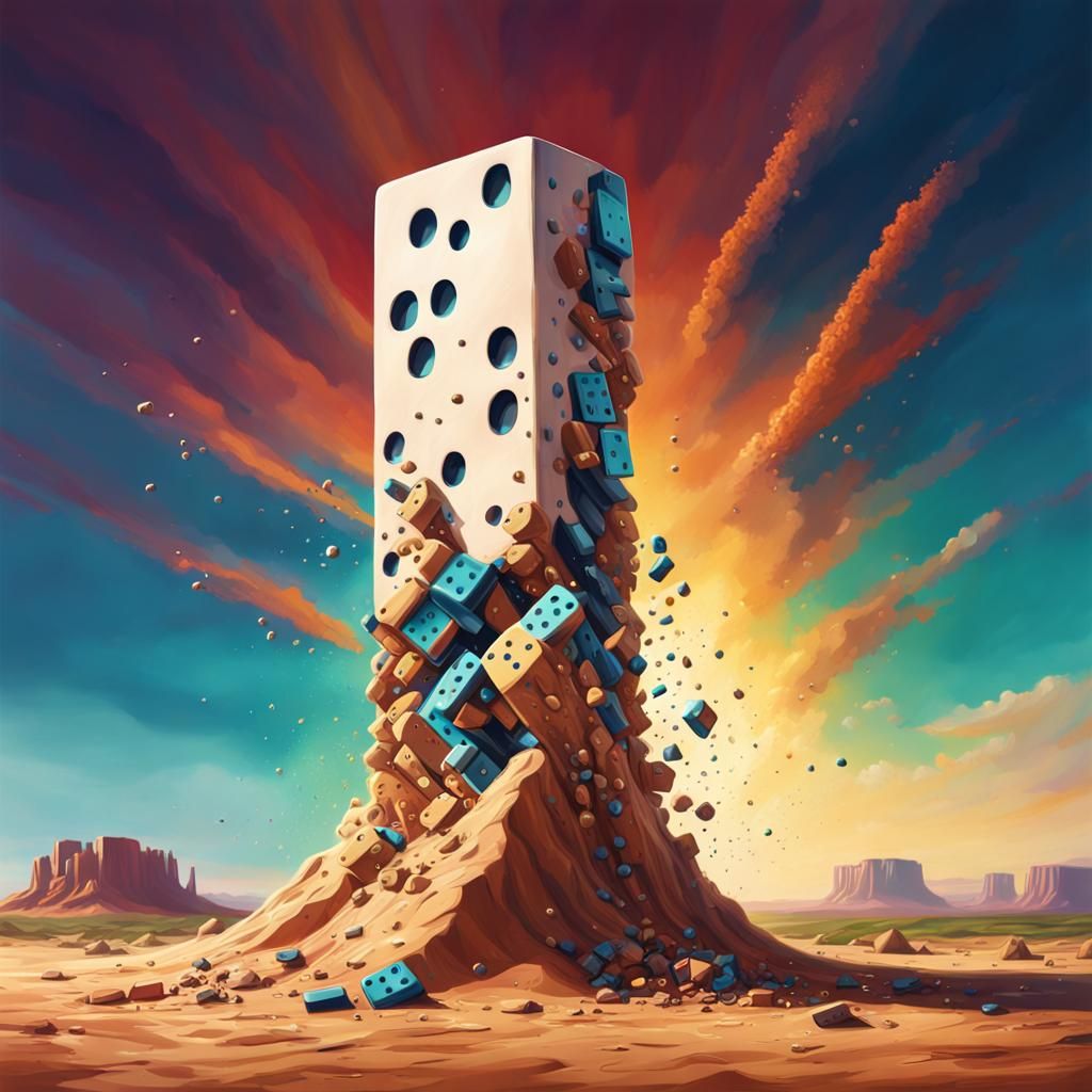 Gigantic Domino Monolith Towers Over Desert Plain