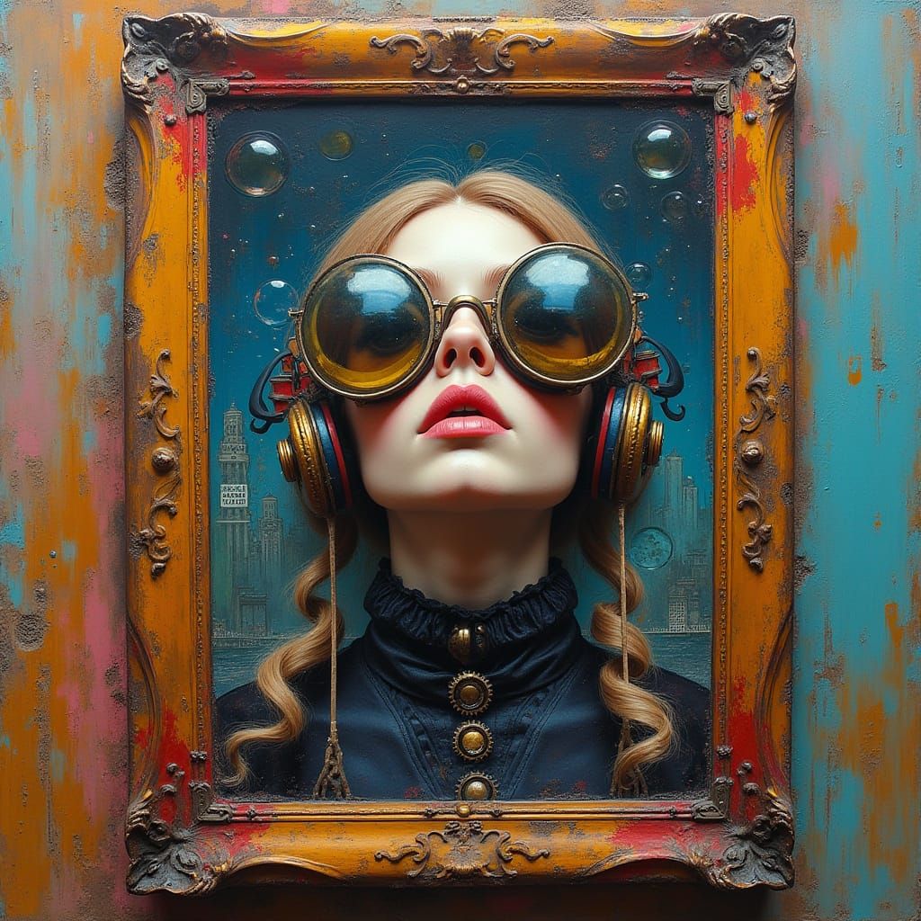 Steampunk Dreamscape in Graffiti and Street Art Style
