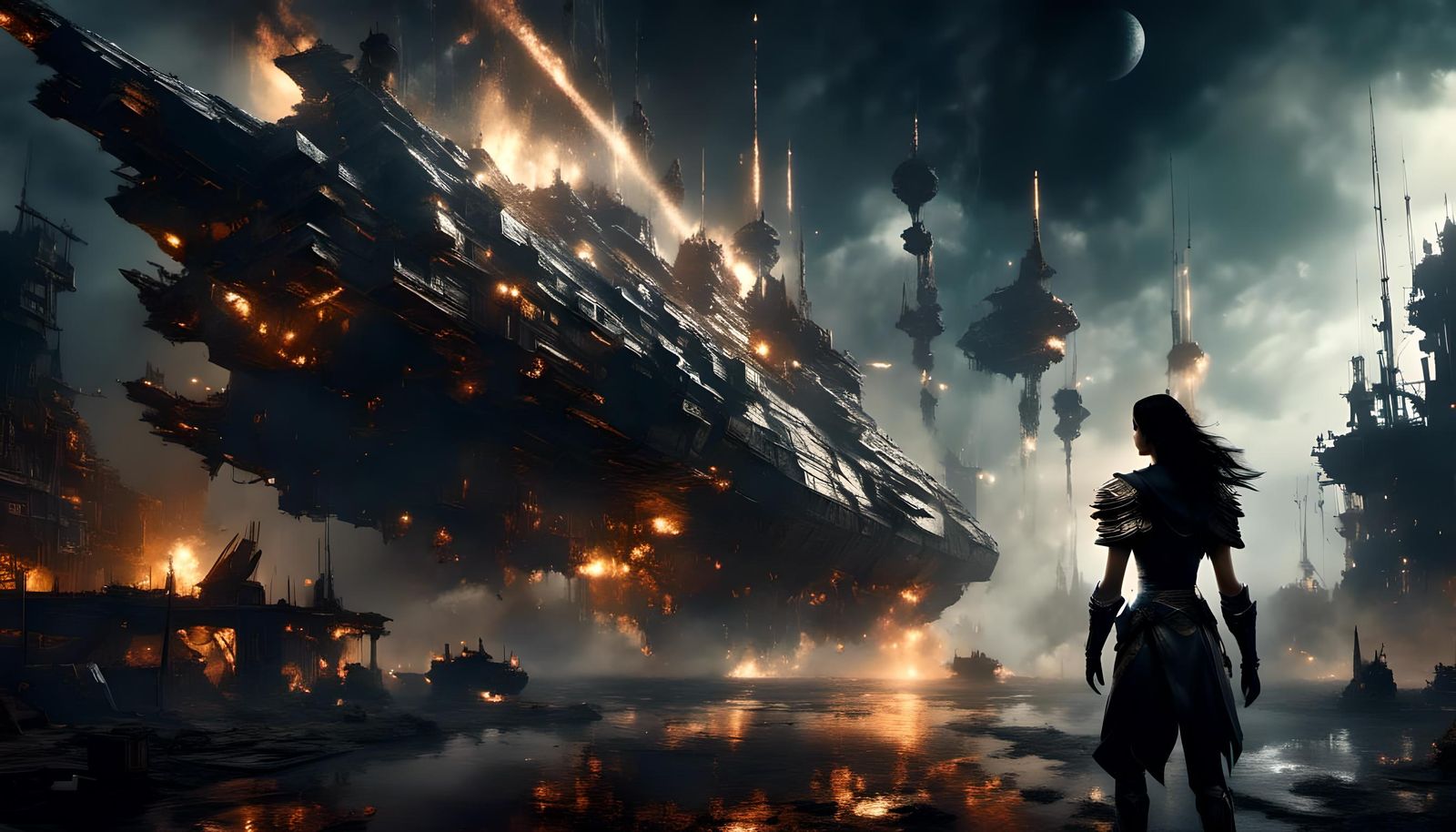 Cyborg Scavenger in Post-Apocalyptic Trashpunk Scene