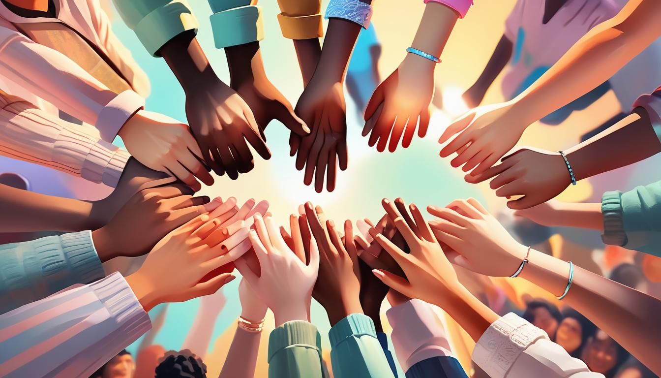 Friends Holding Hands: A Warm Digital Illustration